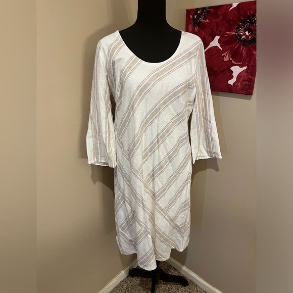 NWT SOFT SURROUNDINGS Equinox Striped Linen Dress, size M - Picture 2 of 5